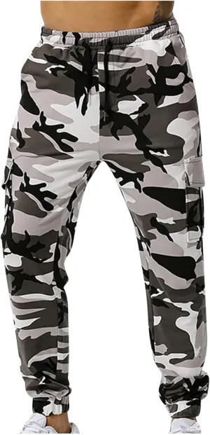 Muscularfit Athletic Pants for Men 2024 Trendy Stretch Waist Camo Pant Causal Drawstring Multi Pockets Camouflage Sweatpants