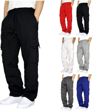 Muscularfit Mens Lounge Pants with Pockets Causal Fashion Stretch Waist Cargo Pant Drawstring Solid Athletic Fall Sweatpants