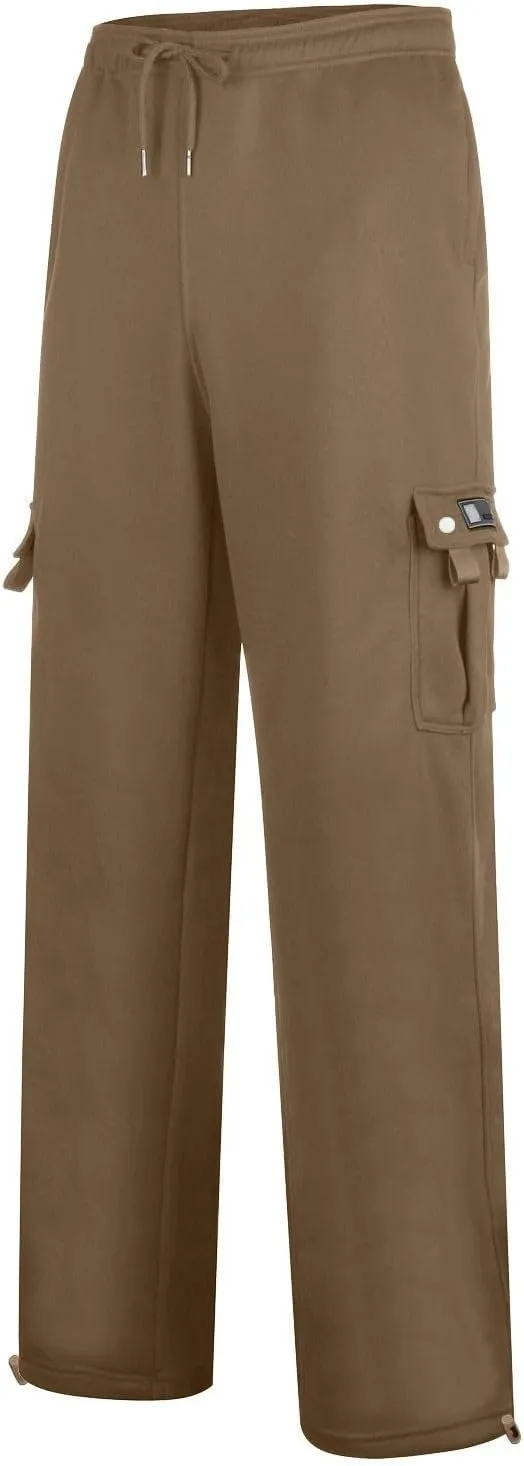 Muscularfit Mens Pants Straight Fit Solid Drawstring Stretch Waist Loose Straight Sweatpant Causal Fall Jogger Athletic Pants