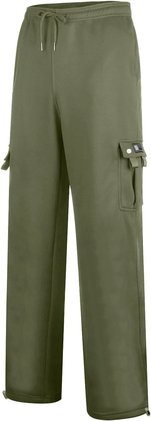 Muscularfit Mens Pants Straight Fit Solid Drawstring Stretch Waist Loose Straight Sweatpant Causal Fall Jogger Athletic Pants