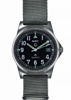 MWC G10 LM Stainless Steel Military Watch (Grey Strap) - Plain Caseback Suitable for Engraving / Personalization