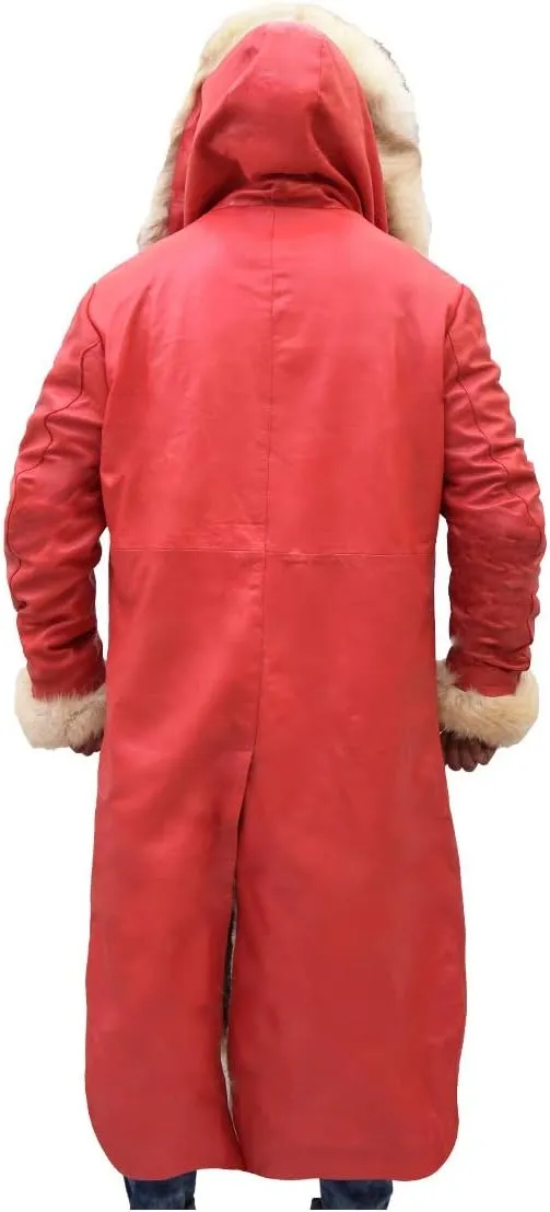 New Santa Claus Coat - The Christmas Chronicals Fur Shearling Red Faux Leather Santa Coat
