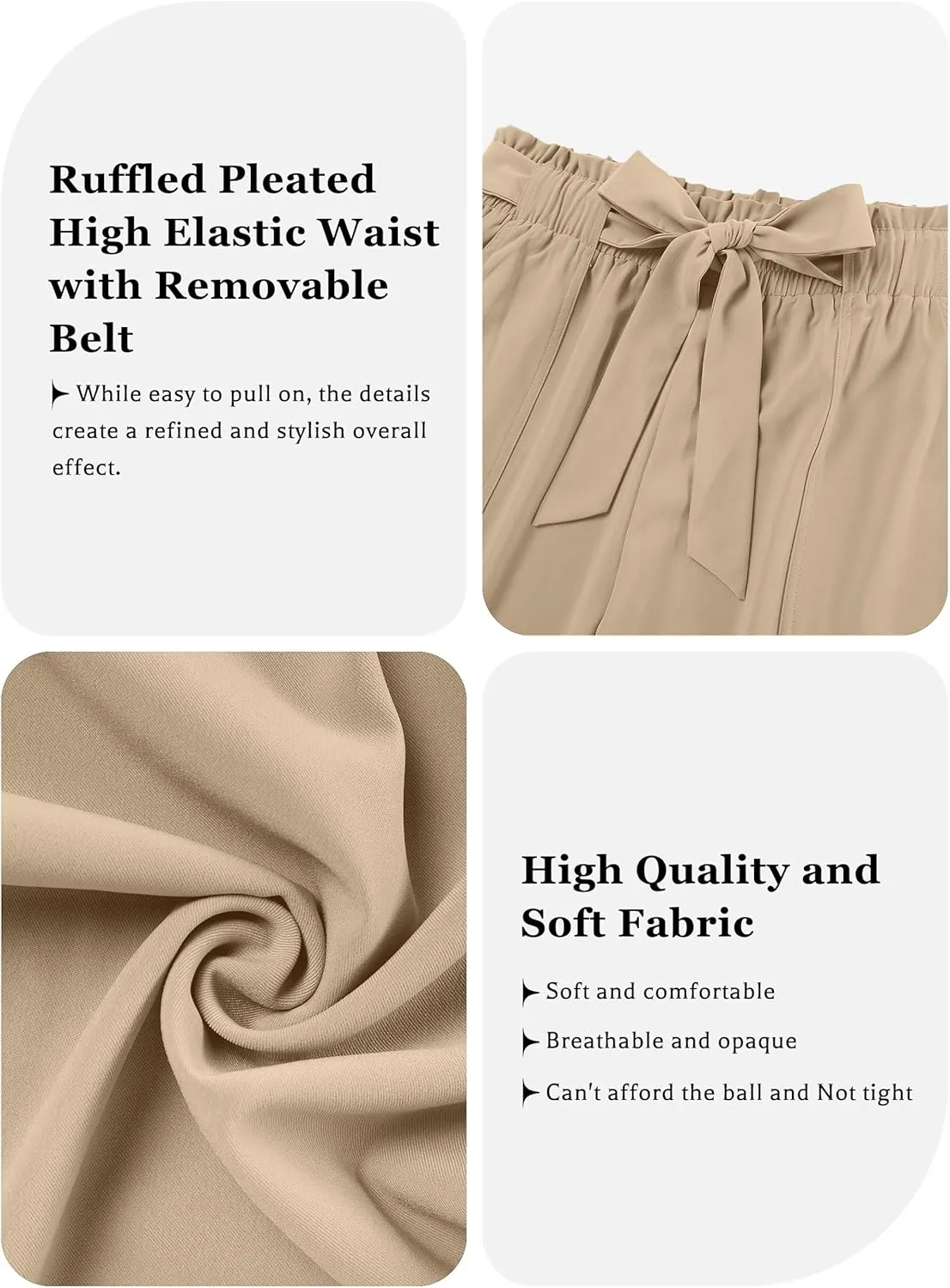 NIeyook Women's Pants Casual Paper Bag Pants Elastic High Waist Tie Plus Size Pants for Women with Pockets