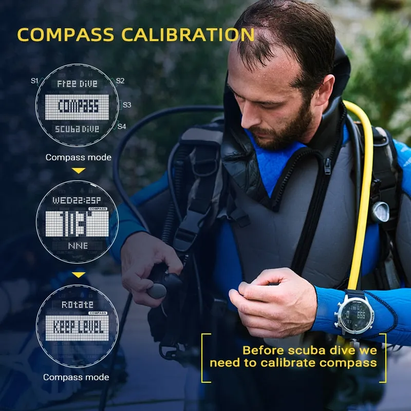 NORTH EDGE Men's Professional Diving Computer Watch Scuba Diving NDL (No Deco Time) 50M Dive Watches Altimeter Barometer Compass