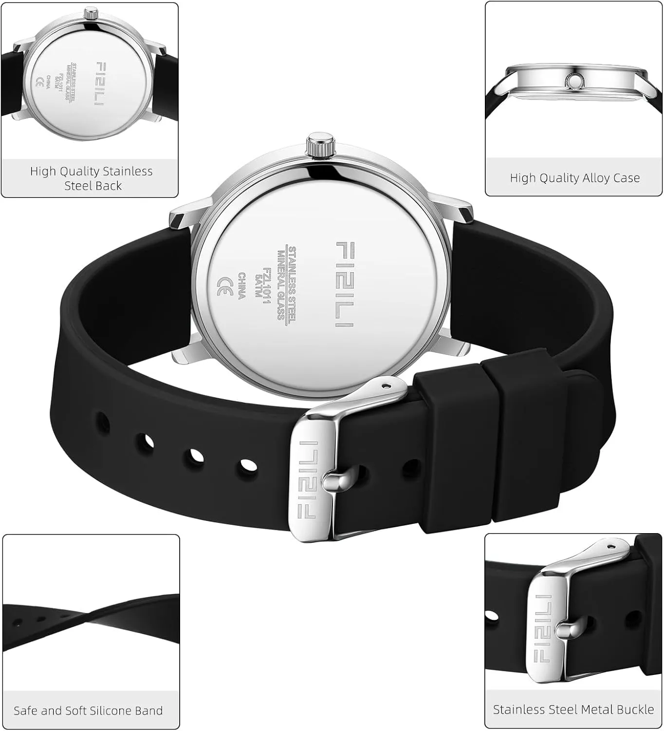 Nurse Watch for Medical Professionals Students Doctors Women Men - Waterproof Military Time Luminous Easy Read Dial, 24 Hour with Second Hand, Silicone Band Watches