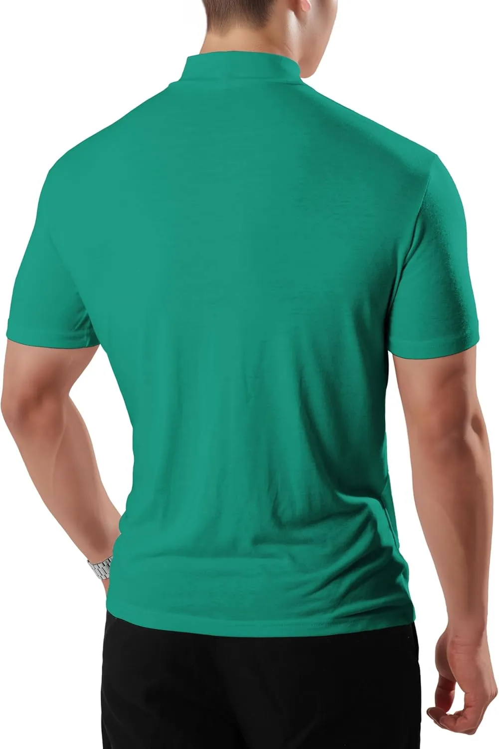 Ohoo Mens Short Sleeve Mock Turtleneck Basic Tops Lightweight Slim Fit Pullover Sweater