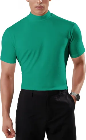 Ohoo Mens Short Sleeve Mock Turtleneck Basic Tops Lightweight Slim Fit Pullover Sweater