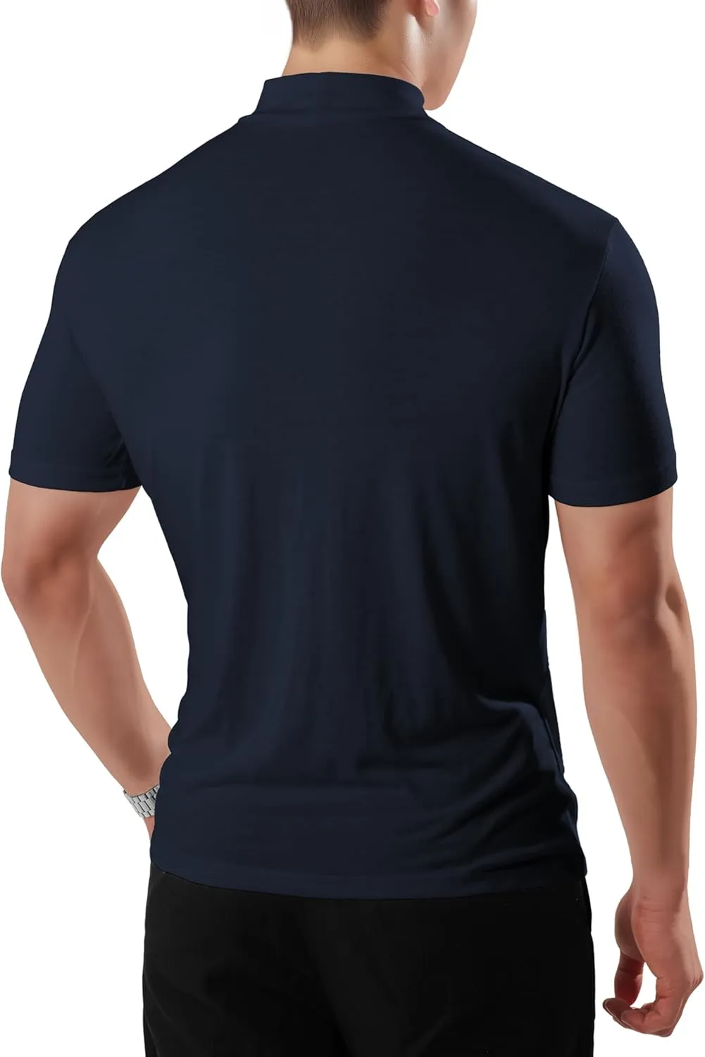 Ohoo Mens Short Sleeve Mock Turtleneck Basic Tops Lightweight Slim Fit Pullover Sweater