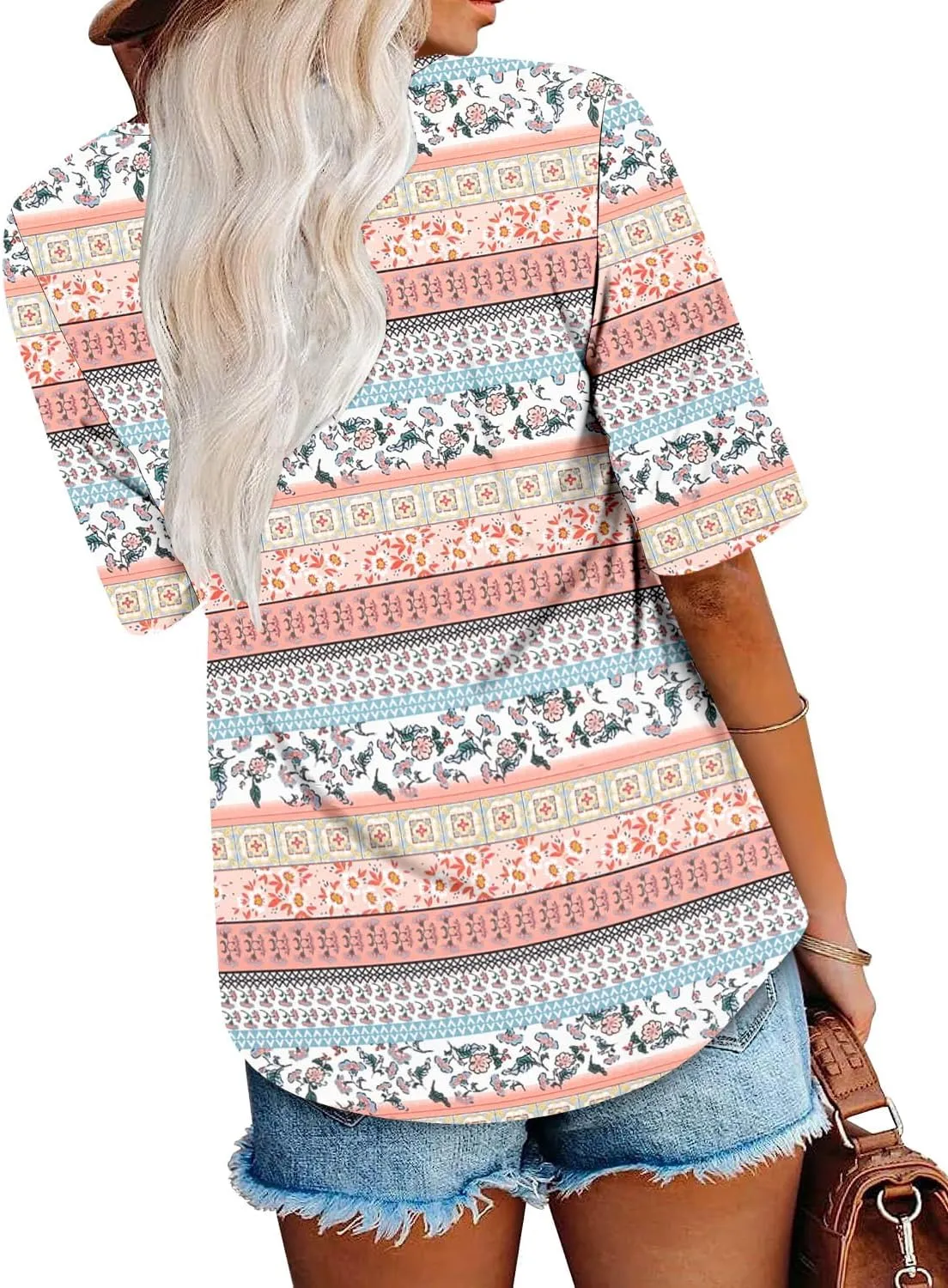 ONLYSHE Womens Shirts Cute Summer Lightweight Tops Short Sleeve Casual Swing Blouse