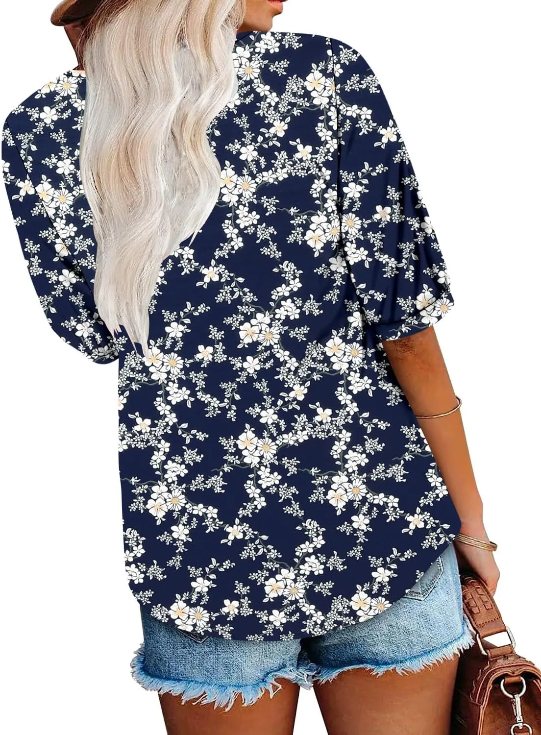 ONLYSHE Womens Shirts Cute Summer Lightweight Tops Short Sleeve Casual Swing Blouse