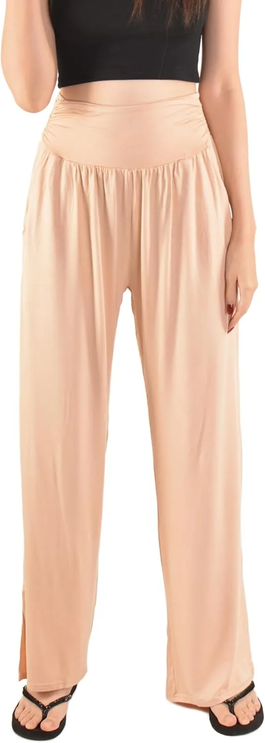 Orient Trail Women's Wide Leg Yoga Pants High Waist Casual Slit Leg Lounge Sweatpants with Pockets Oversized Plus Sizes