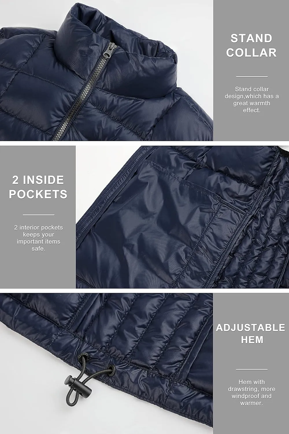 Orolay Men's Ultra Lightweight Down Vests Quilted Packable Winter Vest with Stand Collar