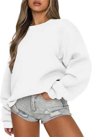 Oversized Sweatshirt for Women Crewneck Cute Sweatshirts Loose Fit Fall Hoodies Drop Shoulder Fleece Pullover