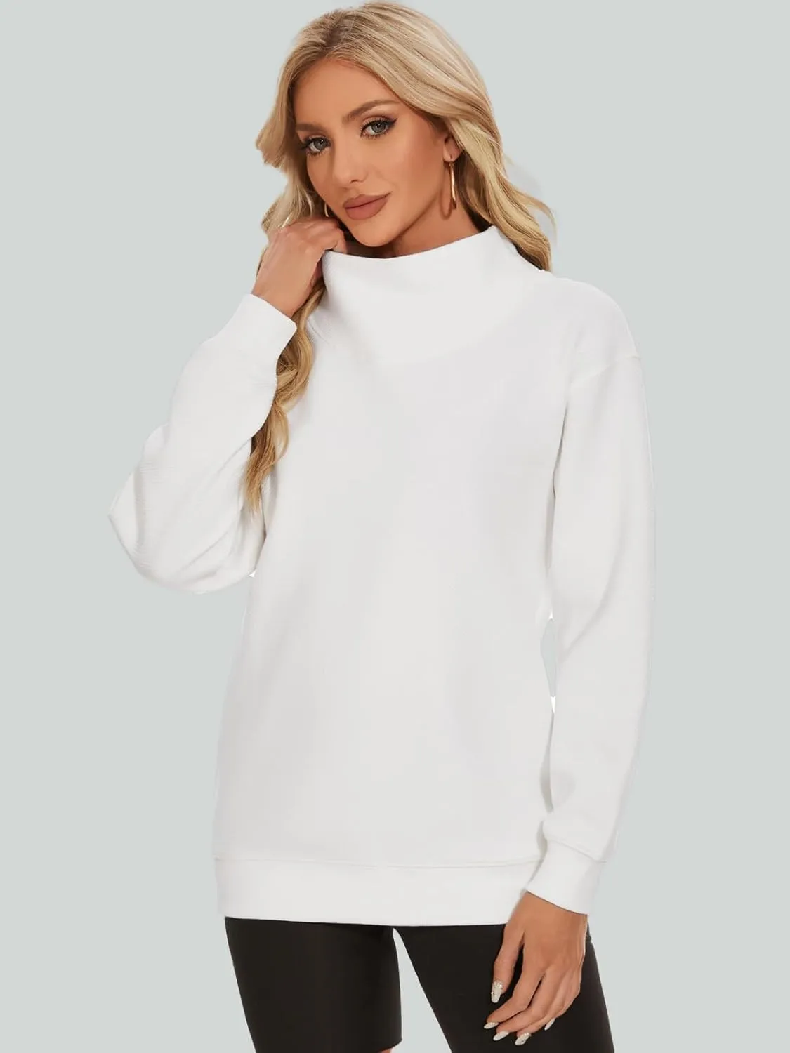 Oversized Sweatshirt for Women Long Sleeve Turtleneck Pullover Lightweight Crewneck Tops Ladies Sweatshirts