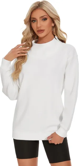 Oversized Sweatshirt for Women Long Sleeve Turtleneck Pullover Lightweight Crewneck Tops Ladies Sweatshirts
