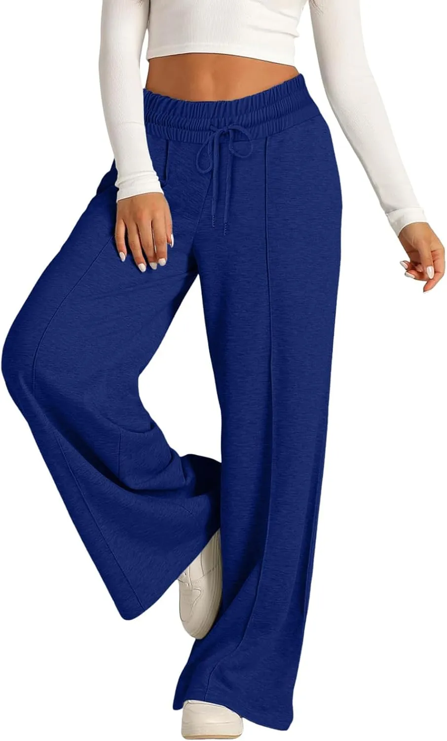Oversized Wide Leg Sweatpants Women Elastic Drawstring Baggy Straight Leg Open Bottom Lounge Comfy Joggers Trousers