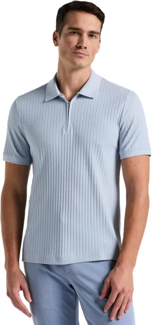 Perry Ellis Men's Quarter Zip Ribbed Polo