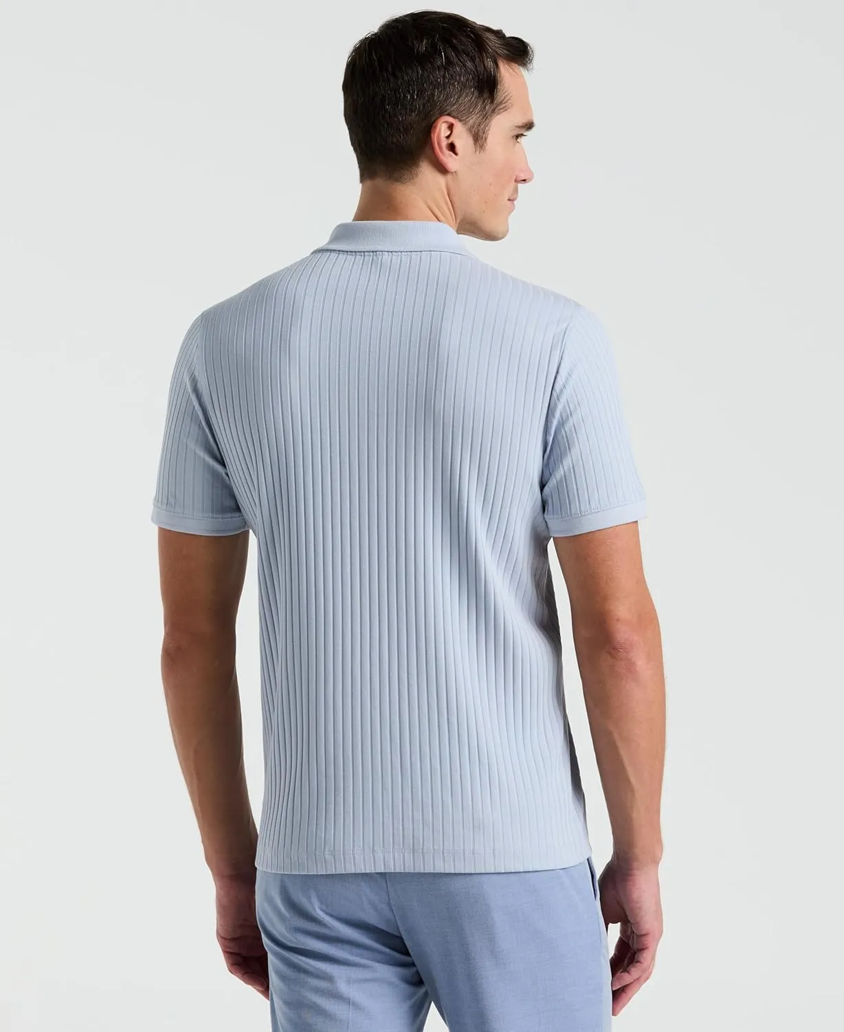 Perry Ellis Men's Quarter Zip Ribbed Polo