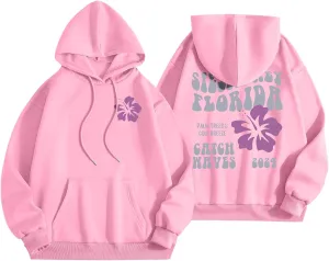Pink pom Puff Hoodie Sweatshirts for Teen Girl Womens Pink pom Puff Hoodie Y2K Preppy Oversized Sweatshirt for Teen Girls Long Sleeve Drawstring Pullover Hoodies AZ25-Pink Medium