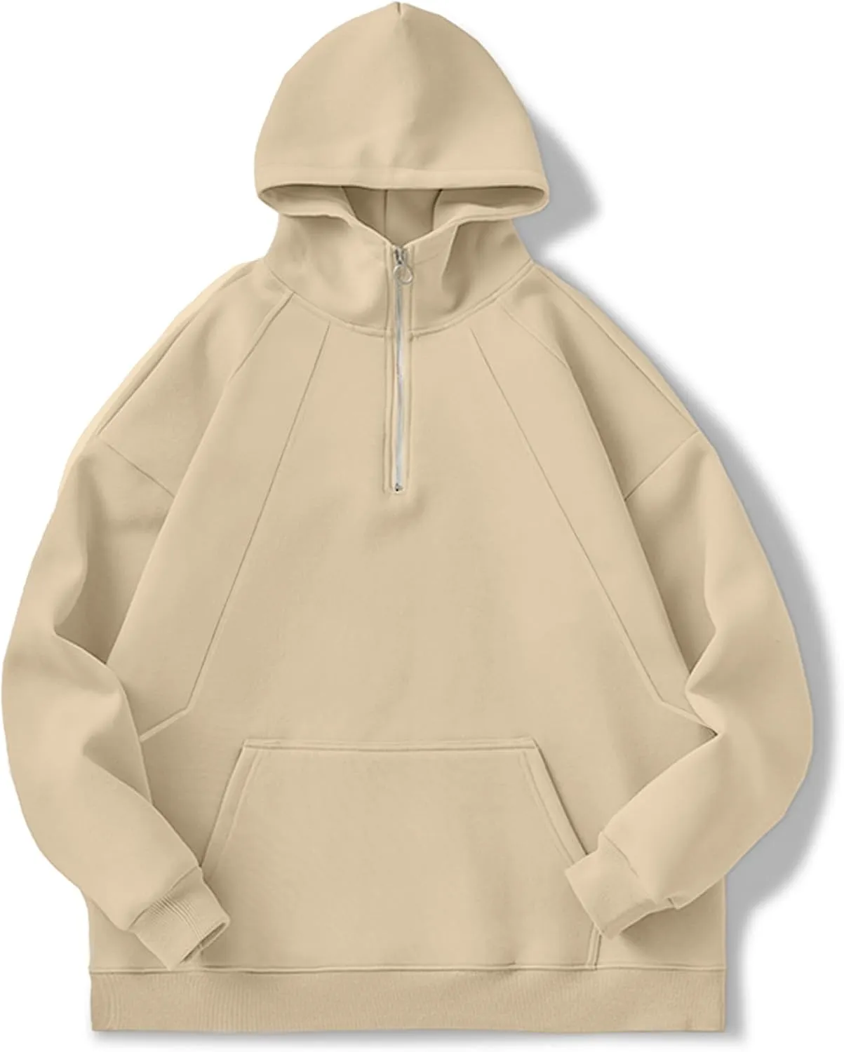 PLEPAN Quarter Zip Hoodies for Men Oversized Pullover Loose Fit Sweatshirt with Kangaroo Pocket