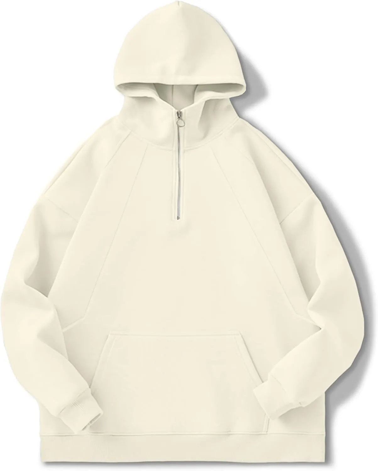 PLEPAN Quarter Zip Hoodies for Men Oversized Pullover Loose Fit Sweatshirt with Kangaroo Pocket