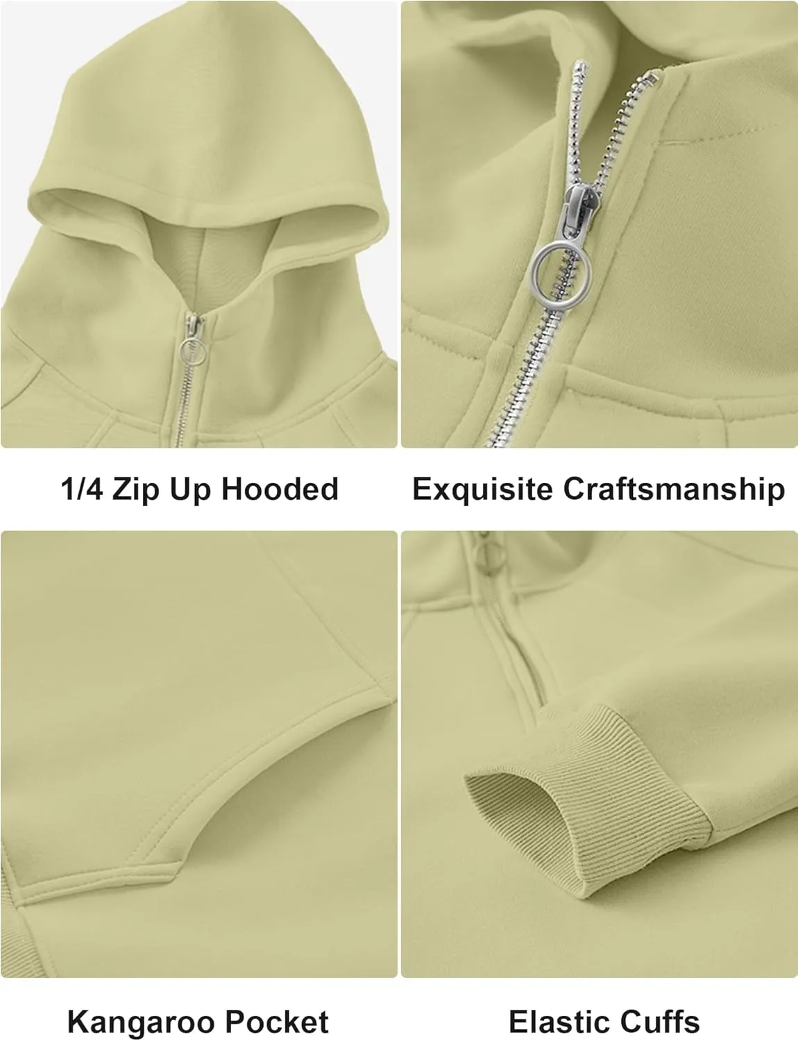 PLEPAN Quarter Zip Hoodies for Men Oversized Pullover Loose Fit Sweatshirt with Kangaroo Pocket