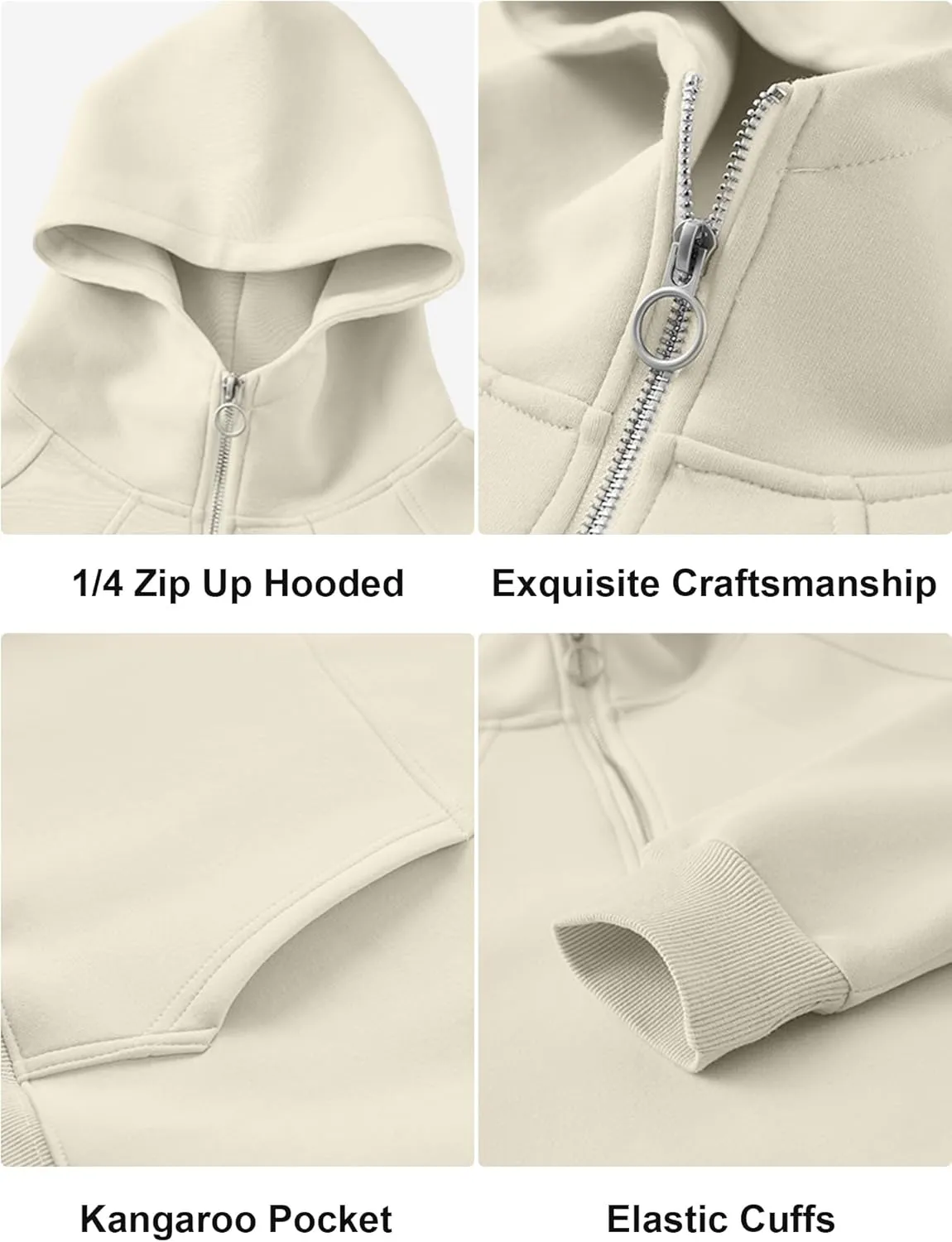 PLEPAN Quarter Zip Hoodies for Men Oversized Pullover Loose Fit Sweatshirt with Kangaroo Pocket