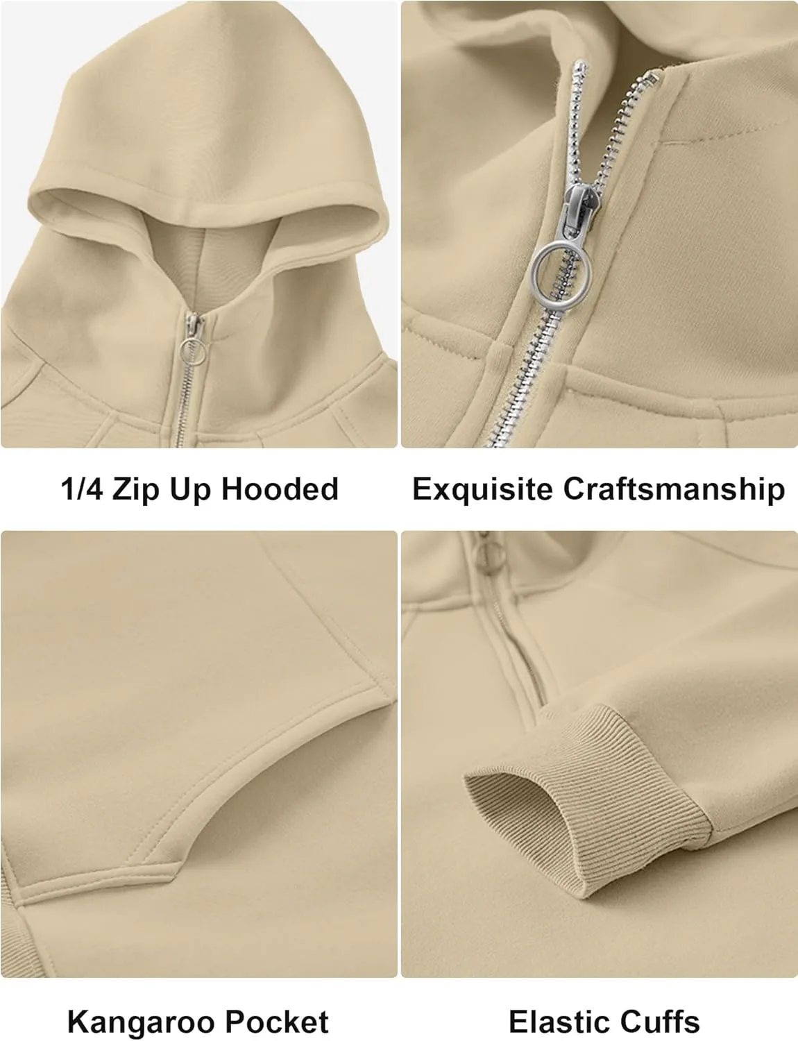 PLEPAN Quarter Zip Hoodies for Men Oversized Pullover Loose Fit Sweatshirt with Kangaroo Pocket