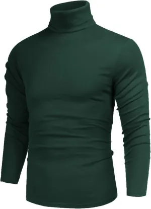 Poriff Men's Casual Slim Fit Basic Tops Knitted Lightweight Turtleneck Pullover Sweater