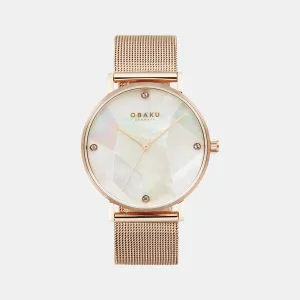 Quartz Women White Mother Of Pearl Analog Stainless Steel Watch V268LXVWMV