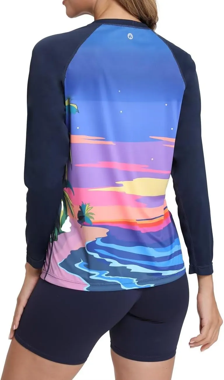 Rash Guard for Women UPF 50  Long Sleeve Shirts Surfing Swimming Tops Lightweight