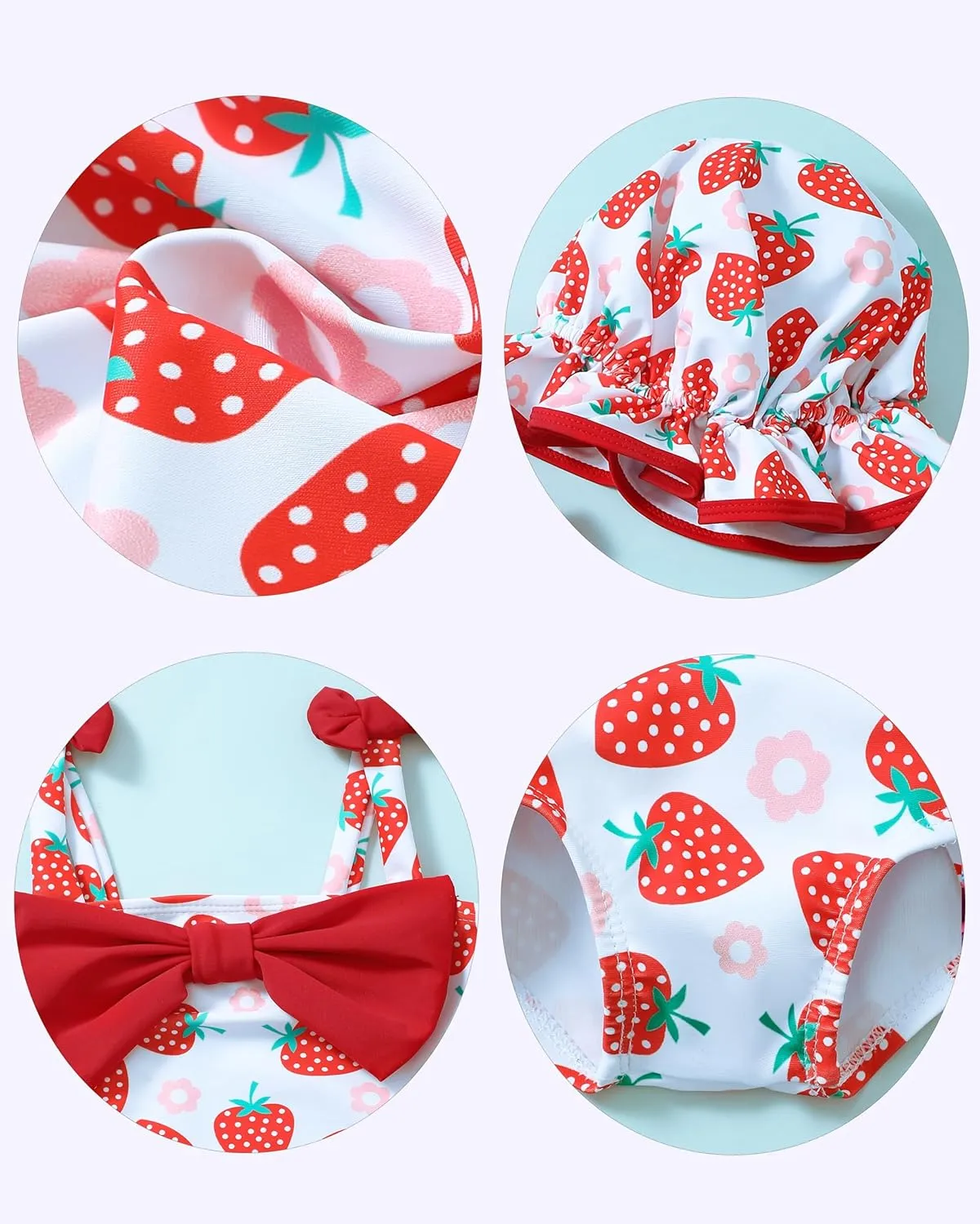 Renotemy Baby Girl Swimsuit Infant Bathing Suit Swimwear Sleeveless Bikini Tankini Toddler Girl One-Piece Swimsuit with Hat