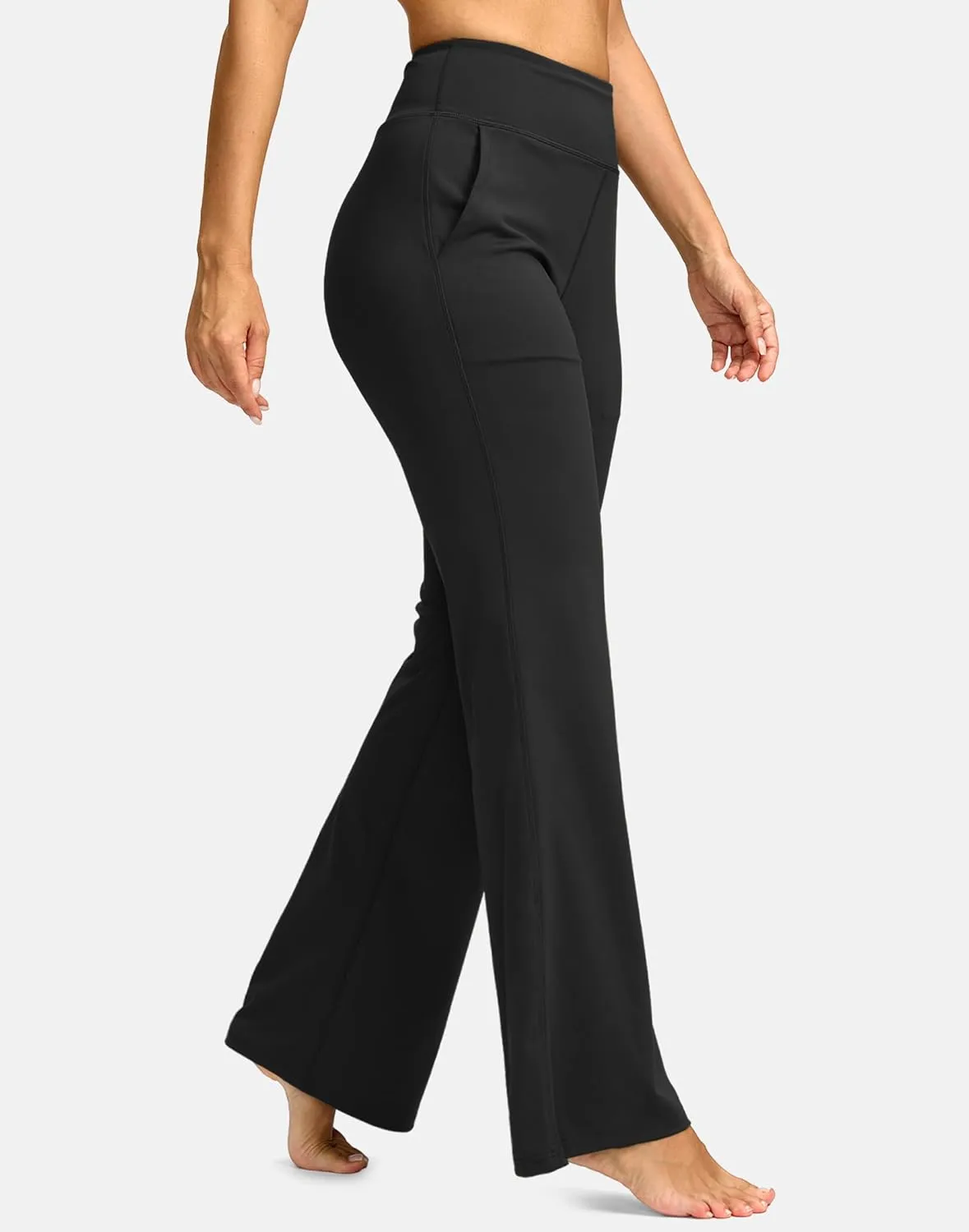 SANTINY Bootcut Pants for Women 28.5"/30.5"/32" Loose High Waisted Wide Leg Leggings Dress Work Flare Yoga Pants with Pockets