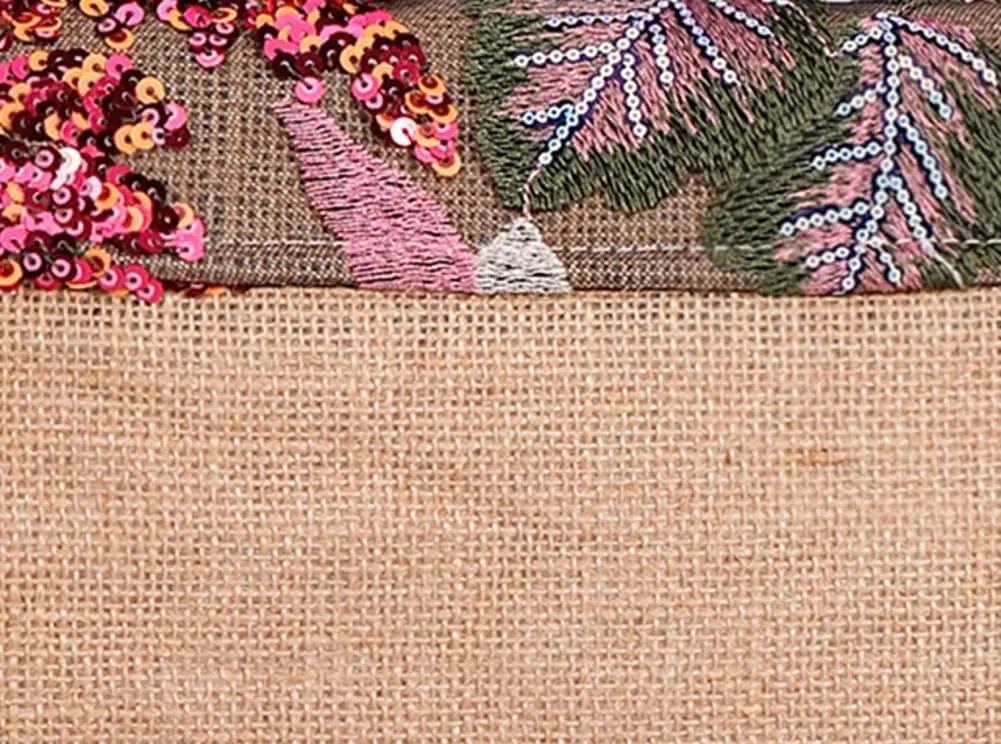 Sequin Embroidered Floral Straw Purse Bohemian Summer Shoulder Bag for Vacation Travel Knit Mini Crossbody Bag 2025
