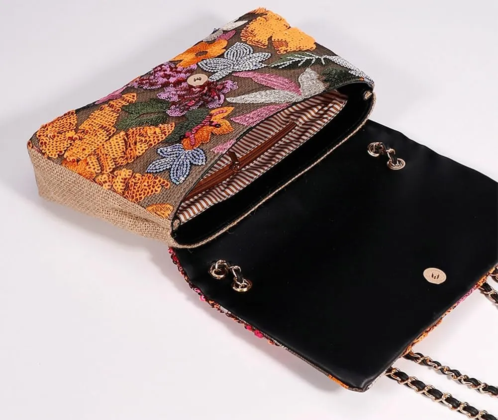 Sequin Embroidered Floral Straw Purse Bohemian Summer Shoulder Bag for Vacation Travel Knit Mini Crossbody Bag 2025