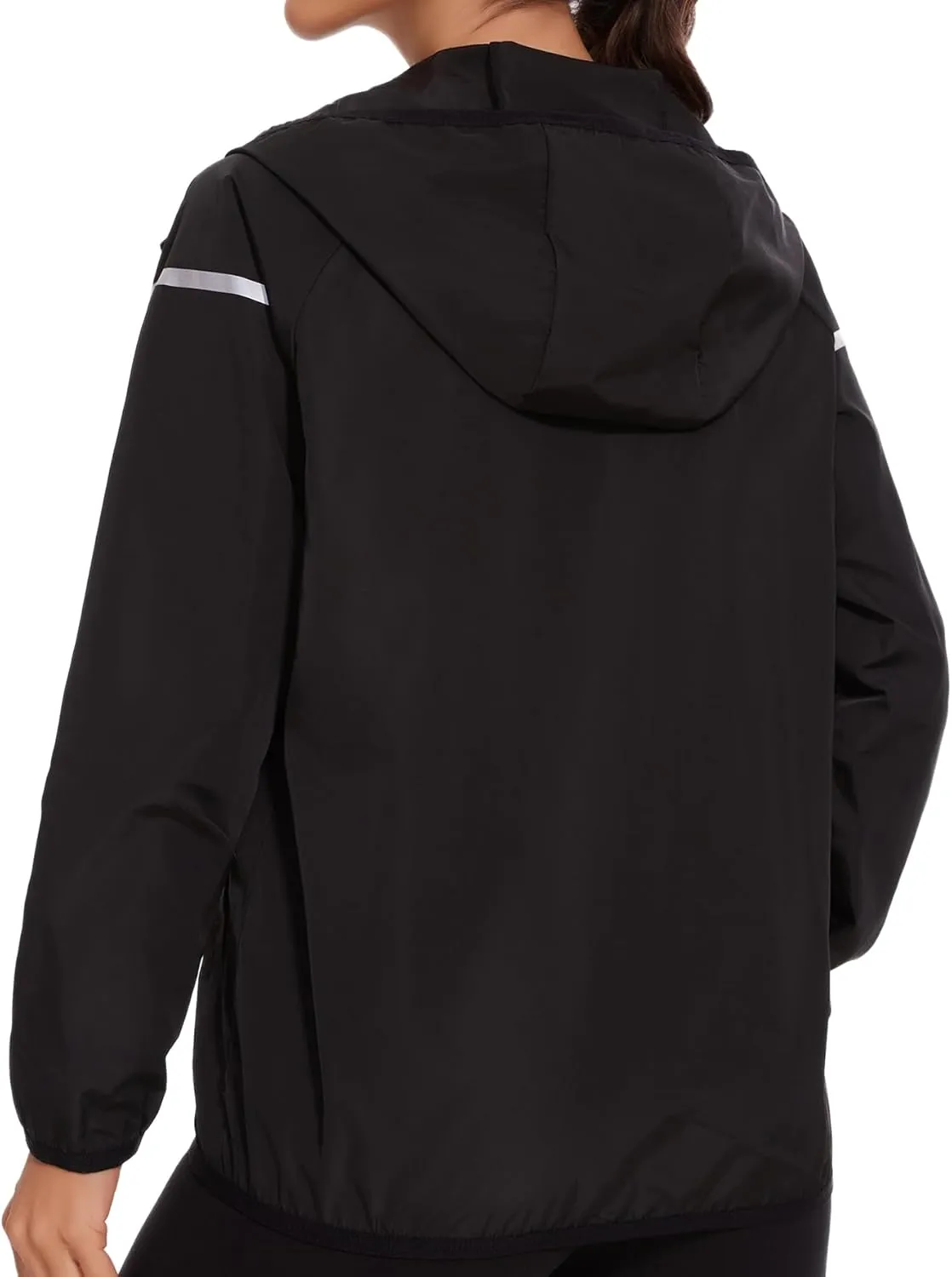 SEXYWG Women Rain Jacket with Hood Zipper Rain Coat Long Sleeves Raincoat Stylish Rain Suit Top Outdoor Travel Coat