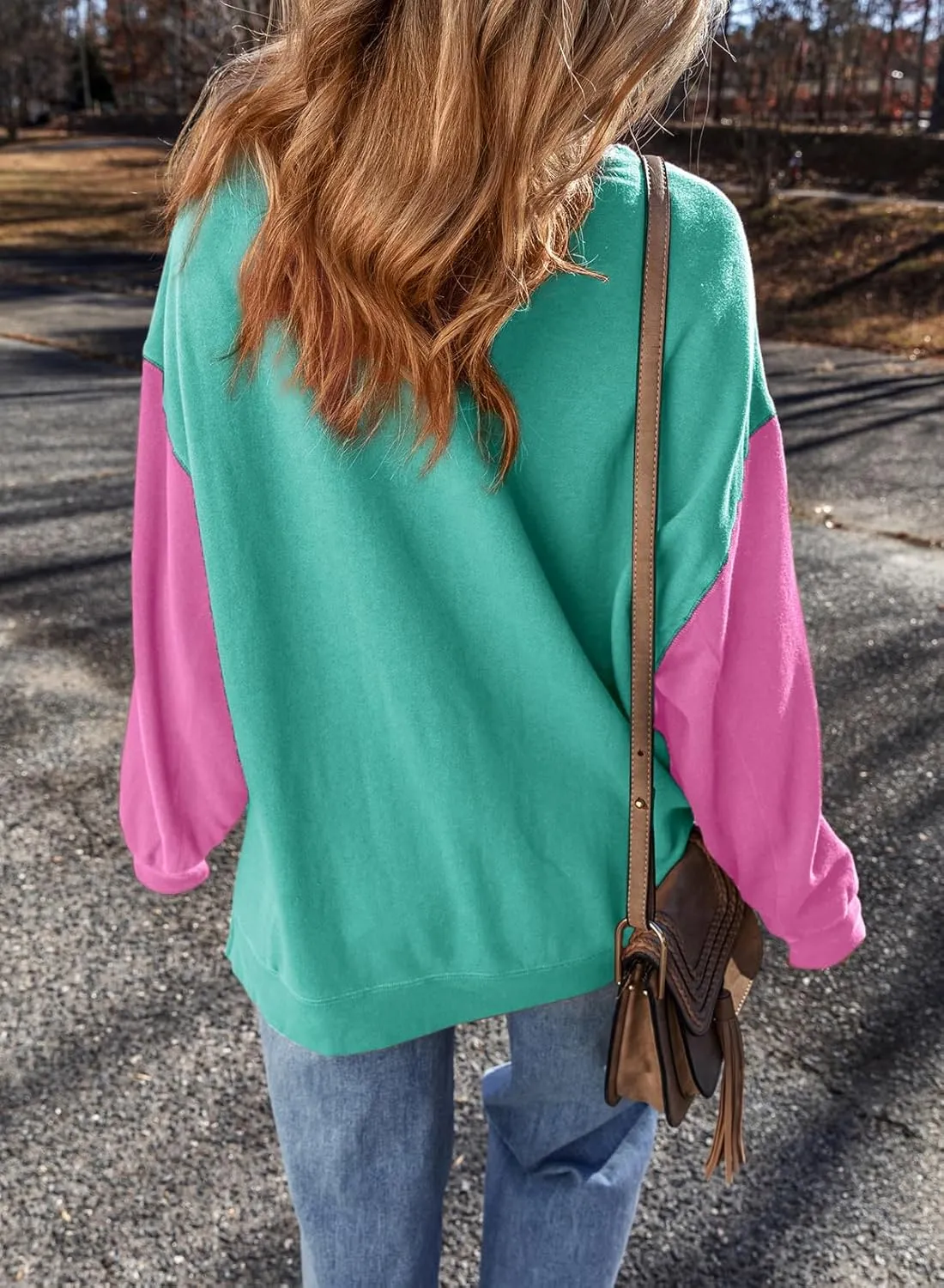 SHEWIN Sweatshirt for Women Casual Long Sleeve Crewneck Lightweight Pullover Tops Loose Sweatshirts