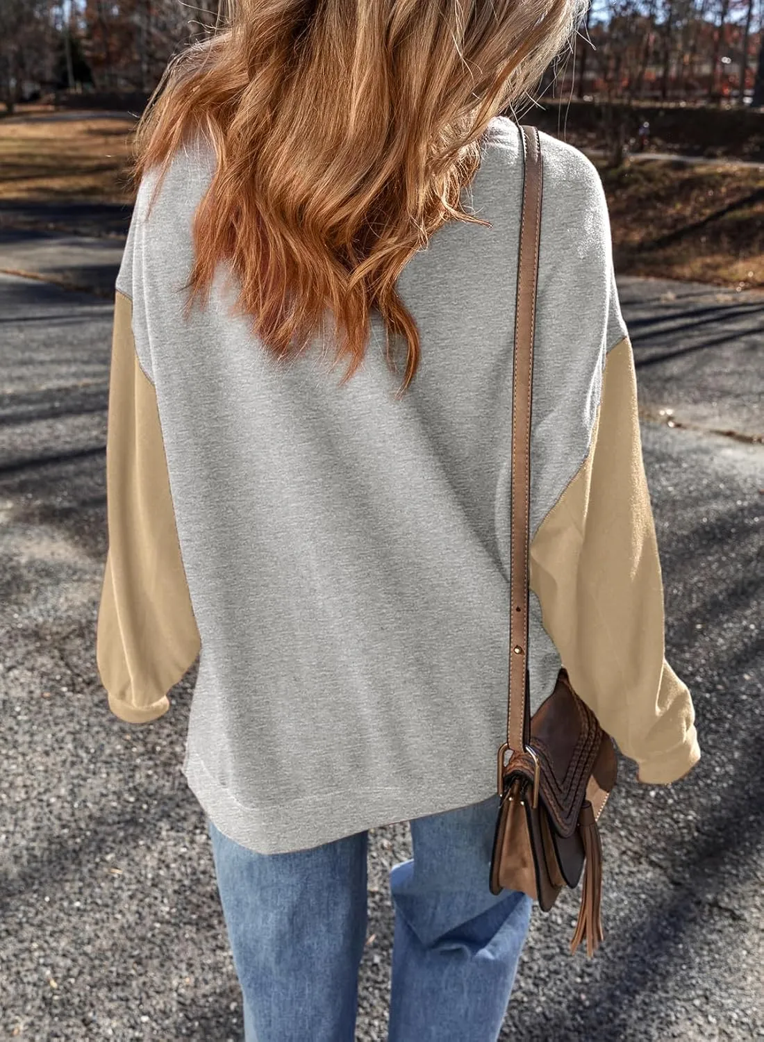 SHEWIN Sweatshirt for Women Casual Long Sleeve Crewneck Lightweight Pullover Tops Loose Sweatshirts