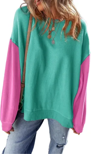 SHEWIN Sweatshirt for Women Casual Long Sleeve Crewneck Lightweight Pullover Tops Loose Sweatshirts