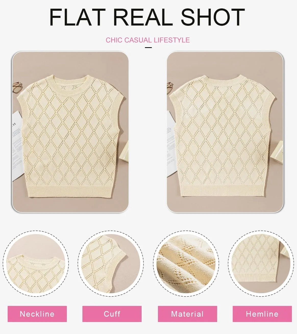 SHEWIN Womens Summer Tops Casual Crewneck Short Sleeve Shirts Cable Knit Lightweight Loose Pullover Sweater