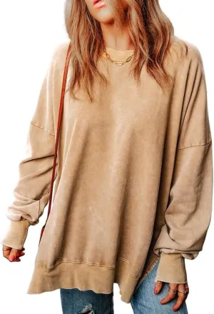 SHEWIN Womens Sweatshirt Casual Long Sleeve Crewneck Lightweight Pullover Tops Loose Sweatshirts
