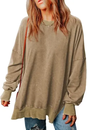 SHEWIN Womens Sweatshirt Casual Long Sleeve Crewneck Lightweight Pullover Tops Loose Sweatshirts