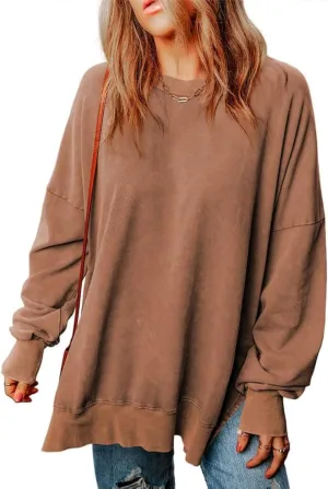 SHEWIN Womens Sweatshirt Casual Long Sleeve Crewneck Lightweight Pullover Tops Loose Sweatshirts