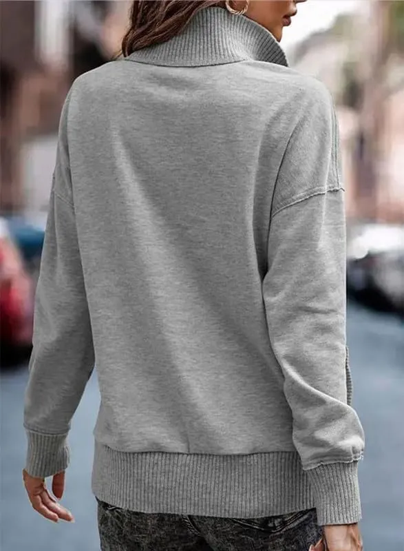 SHEWIN Womens Sweatshirt Casual Long Sleeve Lightweight Sweatshirts Button Loose Pullover Tops