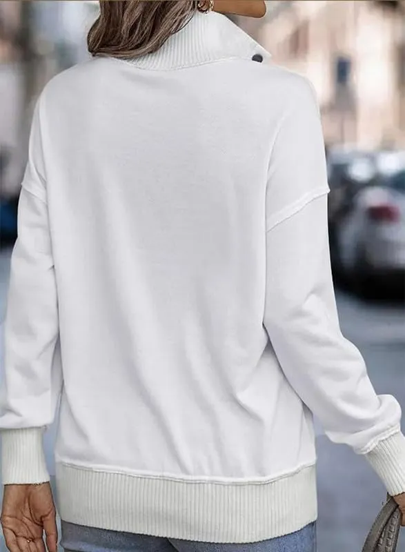 SHEWIN Womens Sweatshirt Casual Long Sleeve Lightweight Sweatshirts Button Loose Pullover Tops