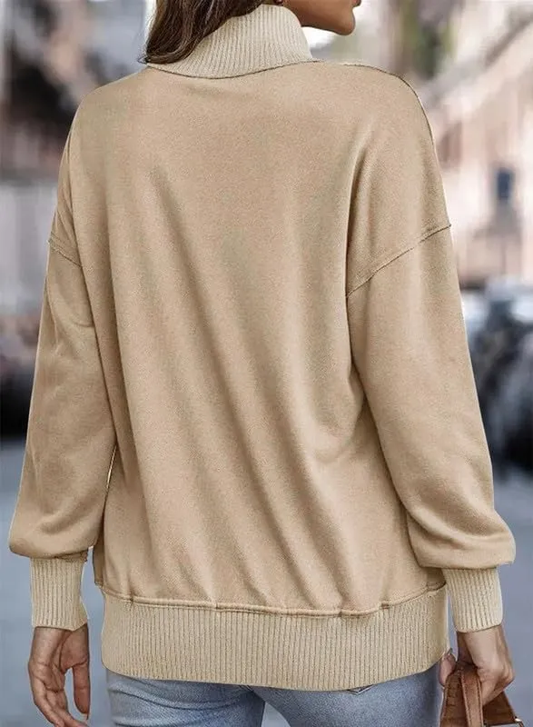 SHEWIN Womens Sweatshirt Casual Long Sleeve Lightweight Sweatshirts Button Loose Pullover Tops