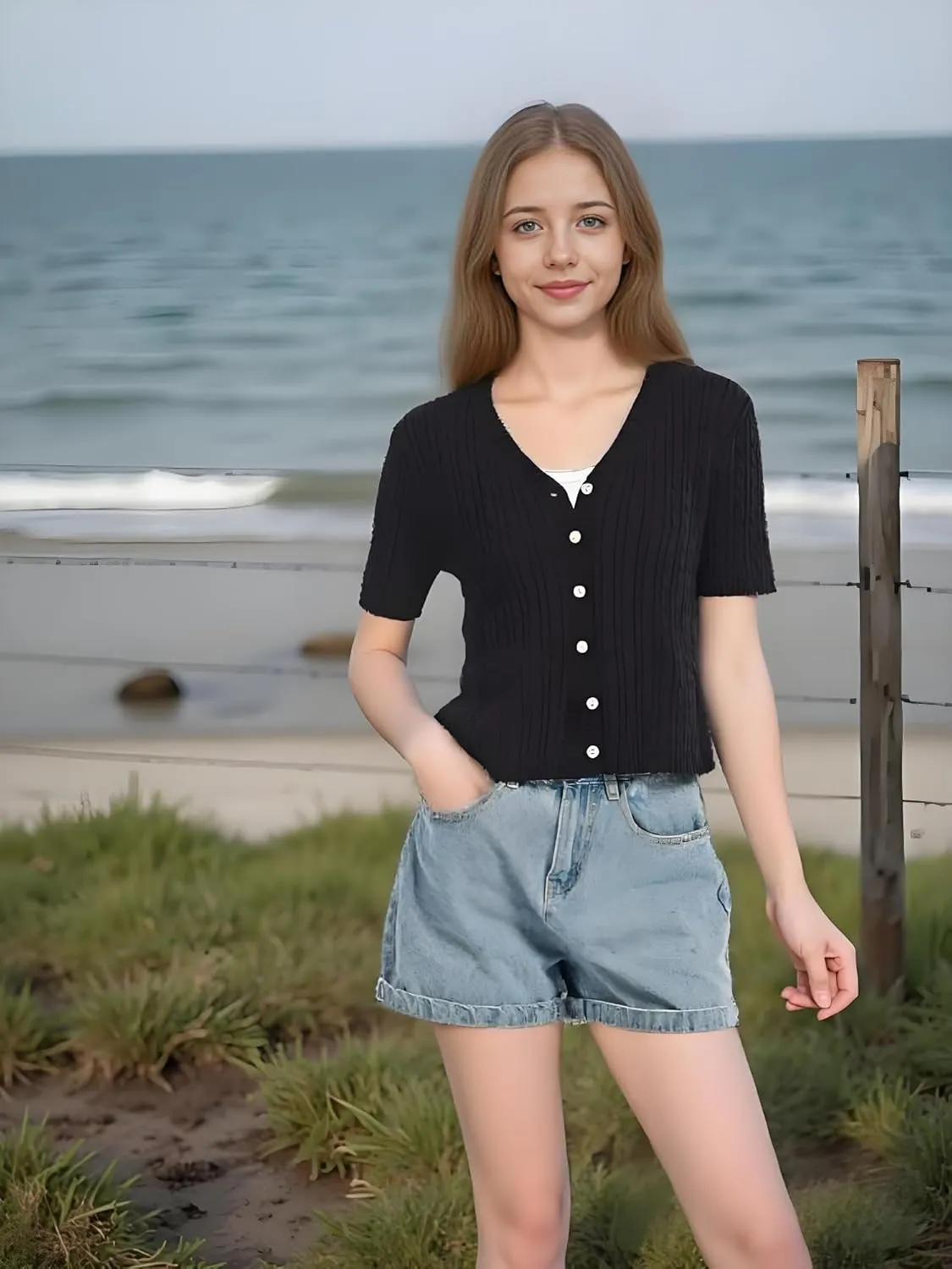 Simple&Opulence Womens Short Sleeve Cardigans V Neck Summer Sweater Lightweight Open Front Button Shrugs Cable Knit Top