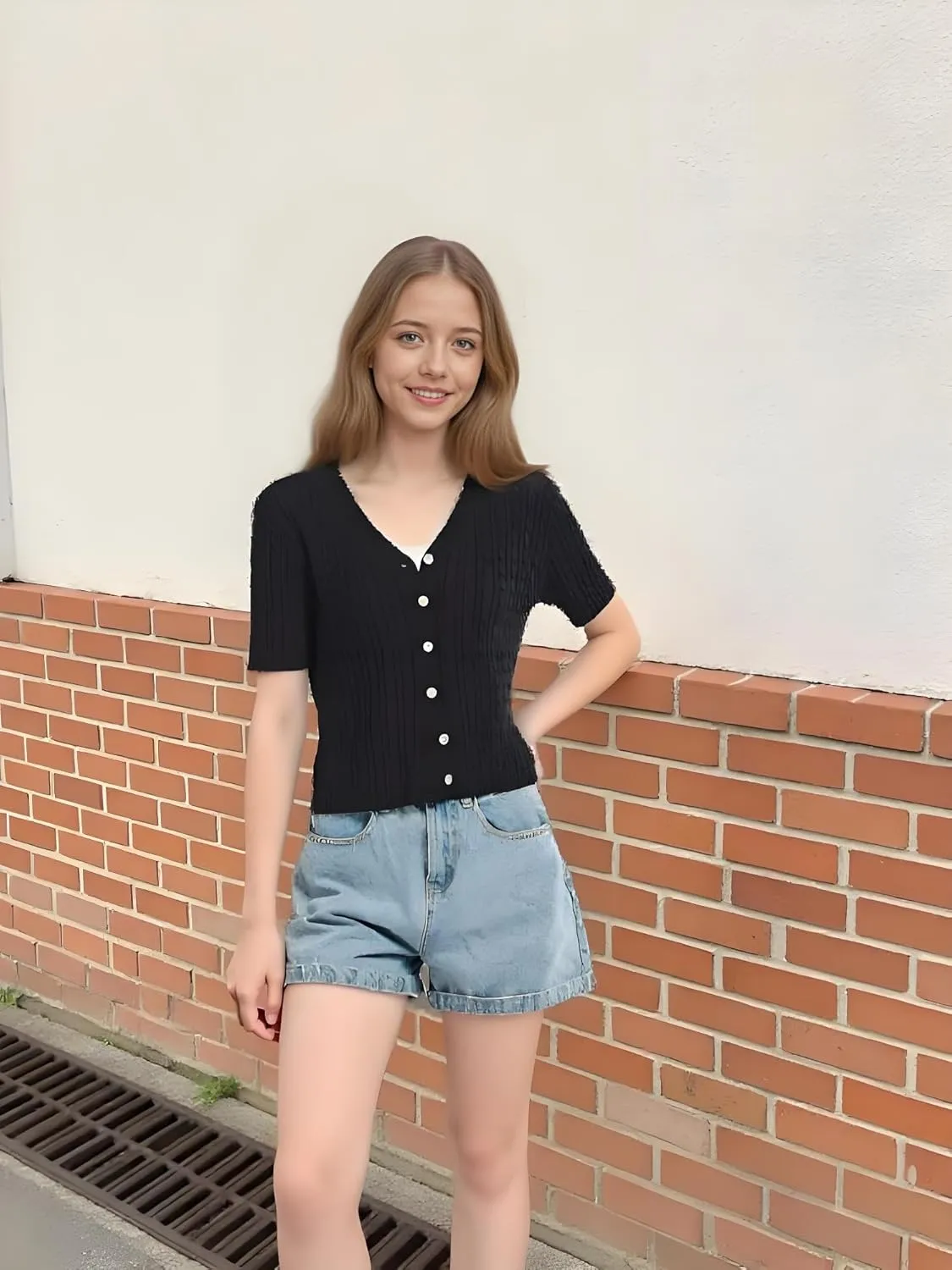 Simple&Opulence Womens Short Sleeve Cardigans V Neck Summer Sweater Lightweight Open Front Button Shrugs Cable Knit Top