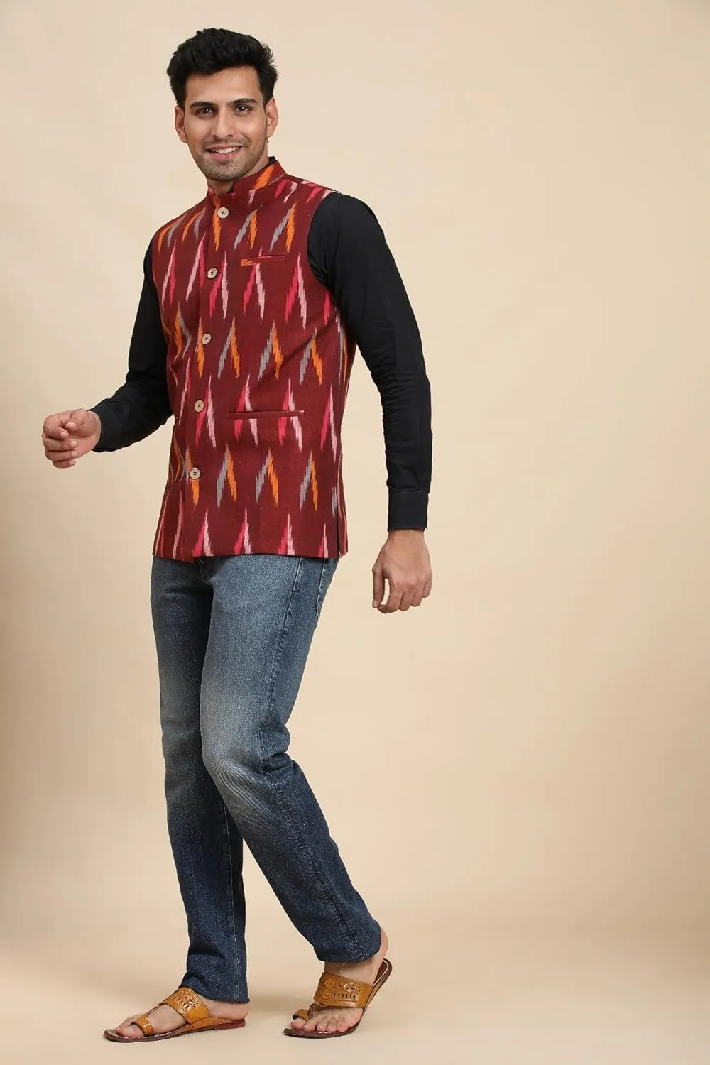 SKAVIJ Men's Casual Nehru Jacket Business Vests Lightweight Waistcoat Slim Fit Suit Vest