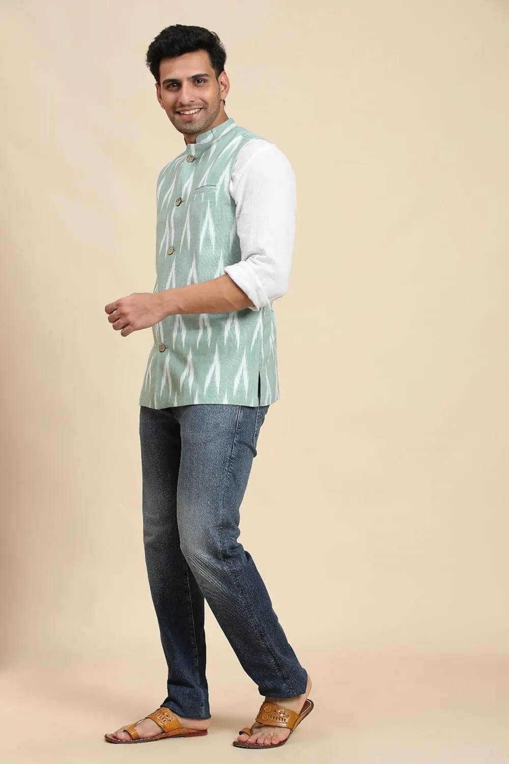 SKAVIJ Men's Casual Nehru Jacket Business Vests Lightweight Waistcoat Slim Fit Suit Vest